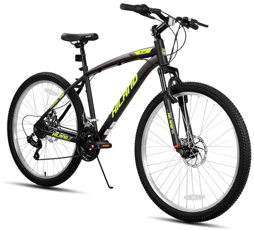 Hiland 27.5 Inch Mountain Bike, 18 Speed MTB with Dual Disc Brake, Mountain Bike for Men Women, High Carbon Steel Frame Bicycle, Yellow