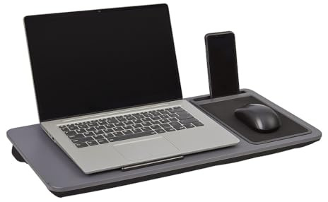 URBNLIVING Vassoio portatile per laptop con cuscino morbido, tappetino per mouse multifunzionale, supporto per telefono e iPad, design leggero con maniglia per il trasporto, ideale per letto, divano