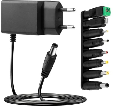 6V 1A Corriente Adaptador AC till DC Con 8 Conectores Cargador 1 000 mA | Fuente de Alimentación de Enchufe 5,5 x 2,1 mm mångsidig för Tensiómetros Tiras LED Cámara CCTV Router Juguete Infantil