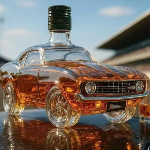 300 ml vinkaraff whiskykaraff staty – 3D-kultur en whiskyvinflaska i bilform, kreativ whiskykaraffstaty av glas, vinförvaringsbehållare (#4)