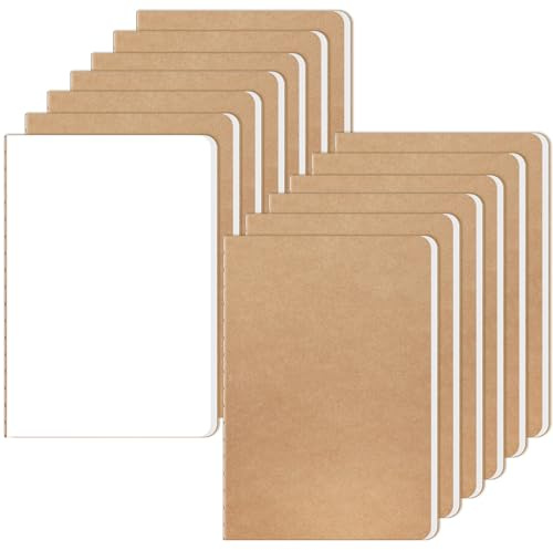 RITOLLO 13 stycken A5-anteckningsbok, blank, kraftpapper, omslag dagbok, 80 g/m² premiumpapper, skissbok för ritning och kreativa projekt, perfekt för skola, kontor och resor