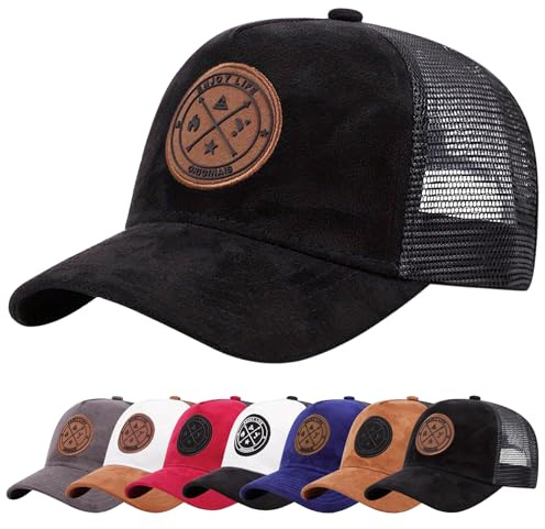 Baynetin Gorra de Béisbol Algodón Verano Unisex | Protege del Sol, Bordado Moda, Cierre Hebilla Ajustable, Malla Transpirable | Ideal para Running y Outdoor (Negro)