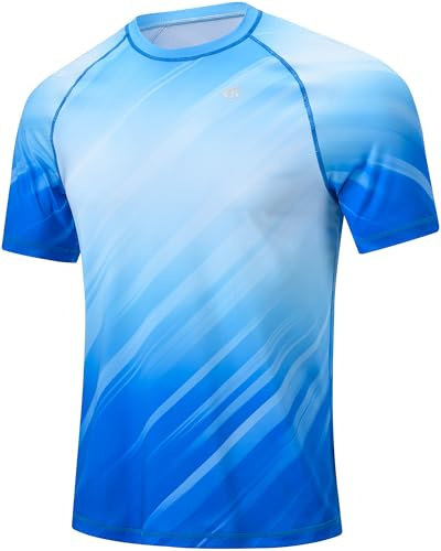 Huayuzh, maglietta da uomo Rashguard UV, T-shirt da nuoto, ad asciugatura rapida, leggera, traspirante, per surf, pesca, escursionismo, L