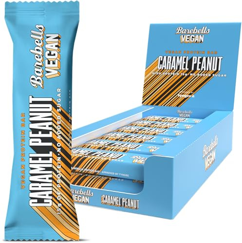 Barebells - Barritas Proteína Vegana - 15g Protein x Bar - Baja en azúcar - Baja en Calorías - Sin Aceite de Palma - Vegan Caramel Peanut (12 Barritas x 55g)