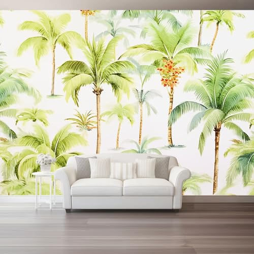 Genérico Papel Pintado Blanco, Papel de Pintura Digital Palmeras De Colores Pared Fotomurales Decorativos - Pared Dormitorio Papels Adhesivo para Muebles Salon 300 x 210 cm（WxH