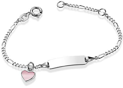 MATERIA Gravur Armband Herz rosa - 925 Silber Armkettchen Baby Kinder Mädchen in Etui SA-113-Ohne Gravur