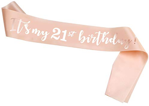 HOWAF Rose Gold 21st Birthday Sash Party Decoration for Girls, Women, One Size
