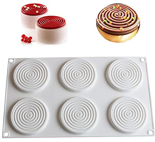 6 Holes Spiral Shape Silicone Mold 3D Cake Moulds Mousse for Ice Creams Chocolate Pastry Bakeware Dessert Art Pan