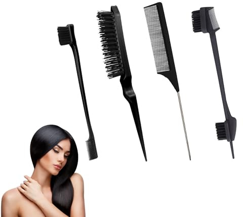 3 Piezas Kit Peine Peinar Cabello, Peine Profesional Antiestático, para Salones y Peluquerías (Black)