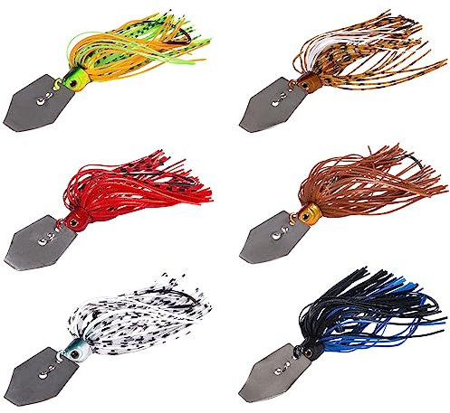 Chatterbait Kunstköder Set 6 Stück in Box Spinner Angelköder Hechtköder für Hecht Forelle Angeln Barsch