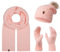 Rock Creek Winter Mütze mit Bommel Schal Set Geschenkset Wintermütze Winterschal Winterhandschuhe Herrenmütze Damenmütze U-102 Rosa Einheitsgröße