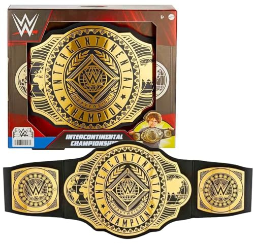 Mattel WWE Championship Title Belt, verstellbar für Kinder Rollenspiele, Einheitsgröße, HNY45, Schwarz