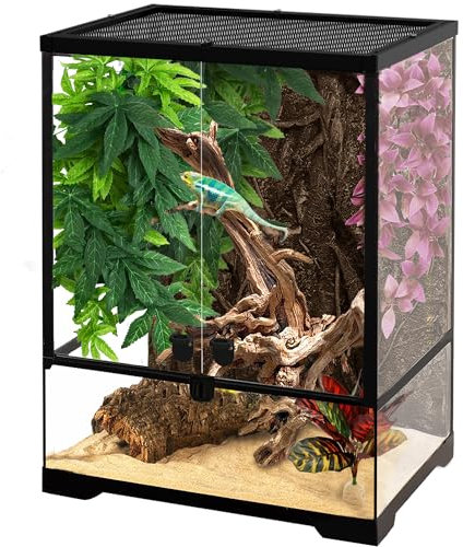 NEPTONION 32 Gallonen professionelles Glasterrarium 45cm x 45cm x 60cm, langlebiger Reptilien-Lebensraumtank, mit hitzebeständigem Rahmen aus Aluminiumlegierung