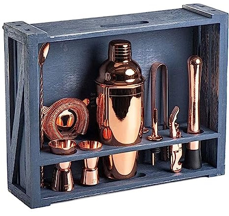 DRMEE Shaker à Cocktail Kit 11 Pièces Ensemble De Shaker À Cocktail en Acier Inoxydable Ensemble De Barre De Shaker De Boisson pour Bar Familial Cocktail Shaker Kit