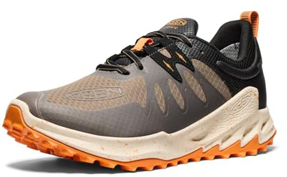 KEEN Men's Zionic Low Height Waterproof All Terrain Hiking Shoes, Brindle/Bright Marigold, 15