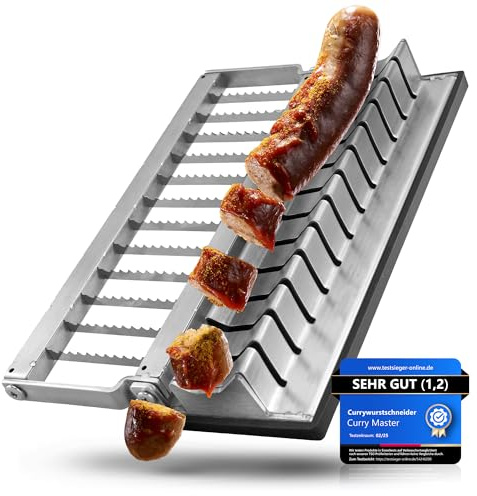 Curry Master Currywurstschneider aus Edelstahl – manueller Wurstschneider