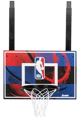 Franklin Sports NBA Grow-with-Me Kids Mini Basketball Hoop Set - Over the Door Indoor Hoop for Kids - Includes (1) Adjustable Height Basket, (1) Mini Youth Basketball + Air Pump - Ages 3+