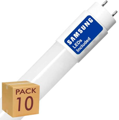 Pack x10 Tubo LED 60cm 9W, Fluorescente Standard T8 G13, Ángulo 300º, 1000 lumenes, Iluminación interior de techo, Bajo consumo y Alta luminosidad, Cebador LED incluido, Luz Natural (4000K)