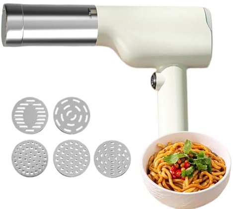 Electric Pasta Making Kit, Pasta Maker with 6 Pasta Discs, 40W Stainless Steel Cordless Handheld Noodle Maker, Pasta Maker Machine, for Homemade Spaghetti Machine Kitchen