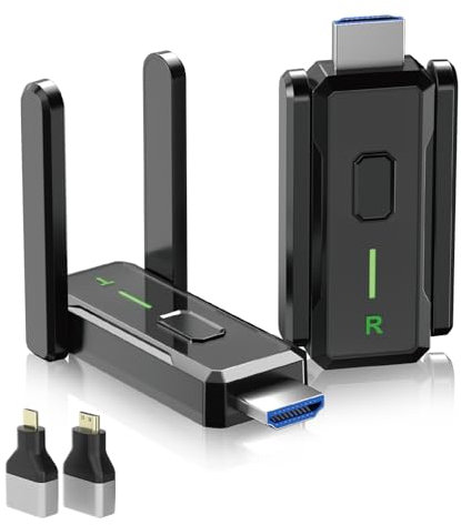Trasmettitore e Ricevitore HDMI Wireless 150m, Plug and Play, Estensore HDMI Senza Fili con Antenna Integrata, Trasmissione Video e Audio in Tempo Reale per TV, Proiettori, Laptop, PC (W3101)