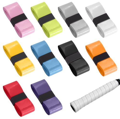 10 Stück Griffband Tennisschläger Rutschfestes,Tennis Griffband Anti-Rutsch,Griffband Badmintonschläger,Selbstklebend Badminton Griffband Bunt,Overgrip Griffband,für Tennis,Badminton,Squash Schläger