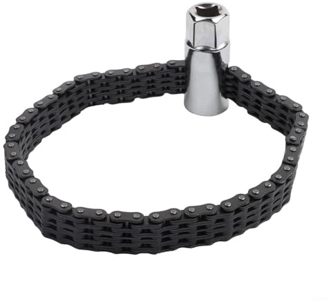 Volakebeing Chiave regolabile per filtro dell'olio per riparazione auto, strumento a catena resistente con adattatore a presa da 2 pollici, struttura in acciaio a 44/52 nodi per una maggiore durata