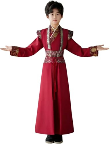 AuspiceMoon Kung Fu Uniform for Kids, Chinese Hanfu Costume for Boys Girls, Costumes for Use in Children's Dress Up Play (130(Height 121~130cm))