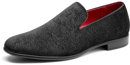 Bruno Marc Men's Dress Loafers Velvet Tuxedo Slip-on Shoes Party Wedding Red Bottom for Male,Size 10,Black,SBLS26007M