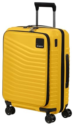 Samsonite Intuo - Hard Case Carry on Luggage 55 x 40 x 23/26 cm - Expandable Cabin Trolley with Front Pocket, for EasyJet & Most Airlines, 42/48 L, Yellow (Citrus)