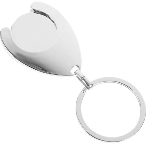 Yardwe Metal Shopping Trolley Token Keychain, Multipurpose Geometric Coin Key Ring Ornament, Portable Cart Token Holder for Grocery Shopping and Everyday Use