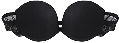 TOFBS Soutien Gorge Bandeau sans Bretelles pour Femme Fille Brassière Boucle Avant Sexy Dentelle Dos Nu Bralette Invisible Push Up Soutien-Gorge avec Armature et Rembourré