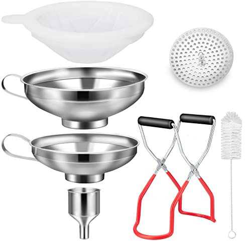 HAUSPROFI Edelstahl Trichterset 7-teilig mit Einmachgläser Heber & Filter - 3 Größen Küchentrichter Set für Marmelade, Einmachen, Öl, Gewürze - Spülmaschinenfest