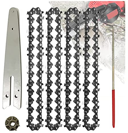 Wrneaoch 4 pezzi Catena Motosega 6 pollici, Catena 6 pollici per Mini Motosega Caten per Mini Motoseg a Batteria a Mano da 6 pollic, per la Lavorazione del Legno, la Rifinitura e il Giardino
