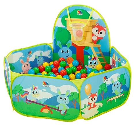 MOLTO | Parque de Bolas con 25 Pelotas | Piscina de Bolas | Incluye Canasta | Juguetes Sensoriales para Bebes | Juguetes Educativos para Niños | 12 Meses
