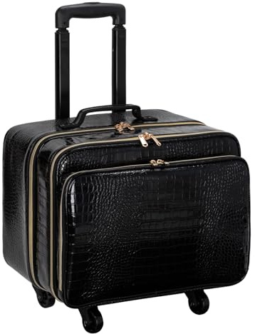 Caso Rolling Trucco Artisti Trolley - Grande Capacità Viaggio Cosmetico Storage Organizer Scatola Con Due Set Divisori Regolabile 360 Gradi Ruote Nero, Valigetta
