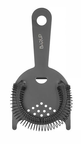 HENDI Passoire à cocktails, BarUp, filtre Hawthorne, passoire à barres, tamis de bar, 160x75x(H)15mm, acier inoxydable avec revêtement en poudre noir