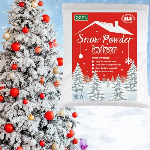 Snow Flocking Powder, 2 lbs Self-Adhesive Snow Flock for Christmas Decorations, Christmas Tree Decor Snow, Fake White Snow Flock for Winter Xmas Artificial Tree Wreath Garland Crafts Home Display