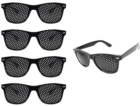4 Stück Augentrainer Lochbrille,Motion Sickness Glasses,Rasterbrille Augentraining,Motion Sickness Brille,zum Augenentspannungstraining,Gitterbrille Mit Faltbaren Bügeln,Trainingsbrille Augen(Schwarz)