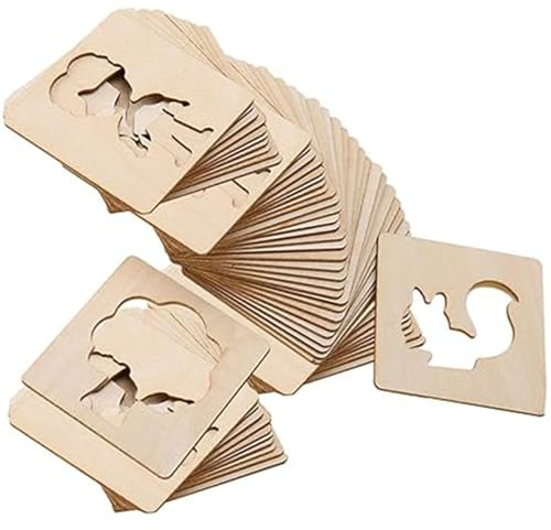 60 pezzi di stencil per bambini per disegnare, set da disegno in legno in legno sicuro per bambini, prime stencil per bambini educativi per disegnare, stencil da disegno fai -da -te per bambini