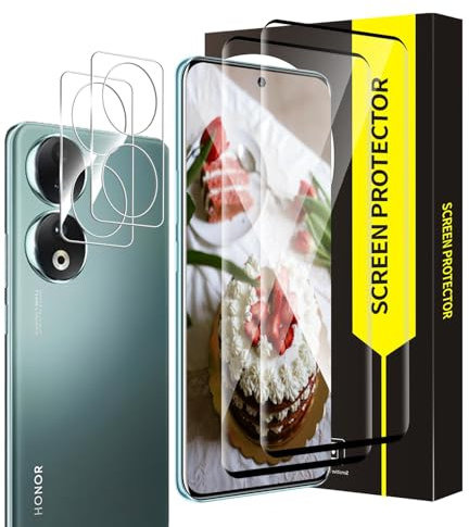 Bodyguard - Protector de pantalla para Honor 90 5G, dureza 9H Honor 90 90 cristal protector de pantalla bordes curvos 3D, cámara protectora, a prueba de burbujas, ultra HD claro Honor 90