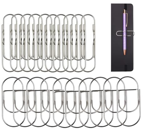 JEYORZY 20 pcs Clip de papel Jumbo tamaño mediano pequeño clips plata para oficina y organización de documentos personales