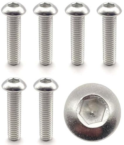 Vis INOX M6x10 mm tête bombée BTR Ø 6x10 mm | Vis cylindrique M6 x 10 mm BHC à 6 pans creux (clé allen) | Acier Inoxydable A2-70 (V2A/304) | DIN ISO 7380-1 : LOT DE 10 Pcs - ProRaje