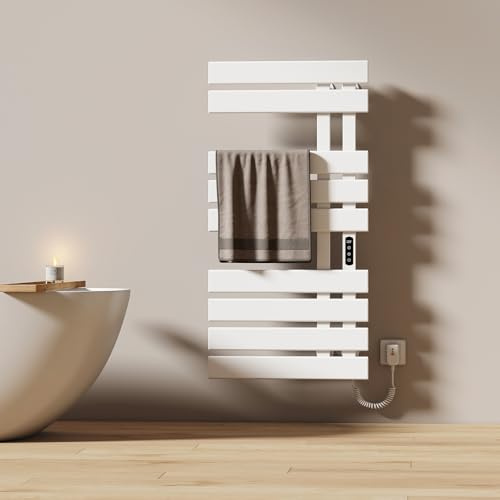EMKE Elektrischer Badheizkörper Handtuchhalter 50 x 100 cm, WiFi Intelligenter Handtuchheizkörper Elektrisch, Handtuchtrockner Handtuchwärmer Elektrisch für Alexa und Google Home und APP Weiß 320W