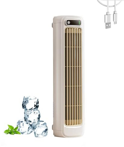 Pesmory rafraîchisseur, pesmory rafraichisseur, cooldeez cooling ace, ventilateur tour USB, 3 vitesses, montage horizontal, vertical ou mural (Beige)