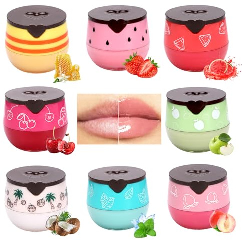 8 Stück Bee Balm Lip Balm - Lippenbalsam Honey Balm - Lipgloss Set - Feuchtigkeitsspendend Lippenmaske Overnight - Lippenpflege Mit Farbe - Teenager Mädchen Geschenke - Niedliches Honigtopf-Design