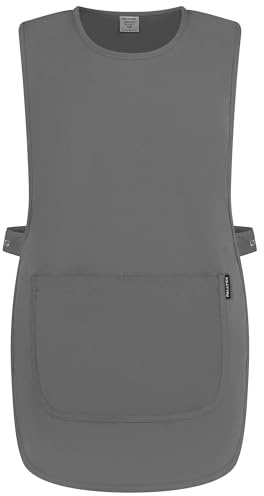 PALLTEX Ampato Delantal para Hombres y Mujeres – Delantal con bolsillos, ajustable, para trabajo, gastronomía, limpieza, peluquería y cosmética, tallas S/M, L/XL, gris oscuro, S-M
