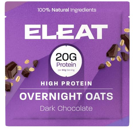 ELEAT | 5x High Protein Overnight Oats Individual Sachets | Chocolate Oat Porridge | 20g Vegan Protein per Serving | Low Sugar & High Fibre Cereals | Gluten Free Breakfast | 5 x 80g Sachets