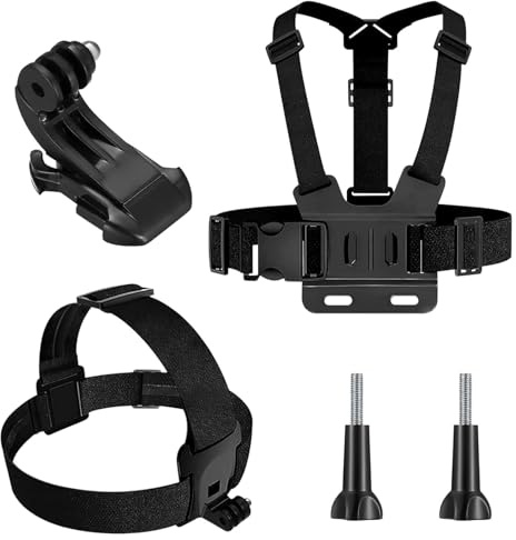 Kit 5 en 1 Accesorios Camara Deportiva, Arnes Pecho Gopro, Correa de Cabeza, Muñequera Gopro, Mochila Clip, Compatible con Gopro Hero 9 8 7 6 5, Xiaomi Yi, SJCAM, Insta360