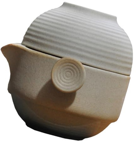 STOBAZA Juego de Té y Taza Ligera de Viaje Portátil con Tetera de Cerámica Filtro Autoextraíble Estilo Vintage Elegante para Amantes del Té en Exteriores y Viajes