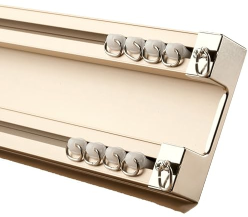 Doppio binario per tenda deluxe per montaggio a soffitto, robusto asta per tende a 2 corsie per divisori, elegante finitura a D, 2,4 m x 2 m